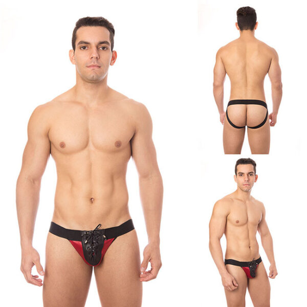 Jockstap Ilhos Preto com Vermelho - Sexy shop