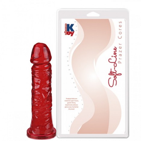 Pênis feito em polivinílico macio Vermelho 18 x 3,8 cm - Sexshop