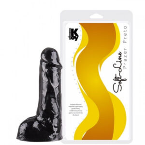 Pênis Realístico com veios macio 16,5 x 3,5 cm preto - Sexshop