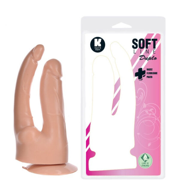 Pênis Duplo 17cm com Ventosa Pele - Sexyshop