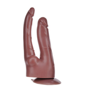 Pênis Duplo 17cm com Ventosa Marrom - Sexyshop