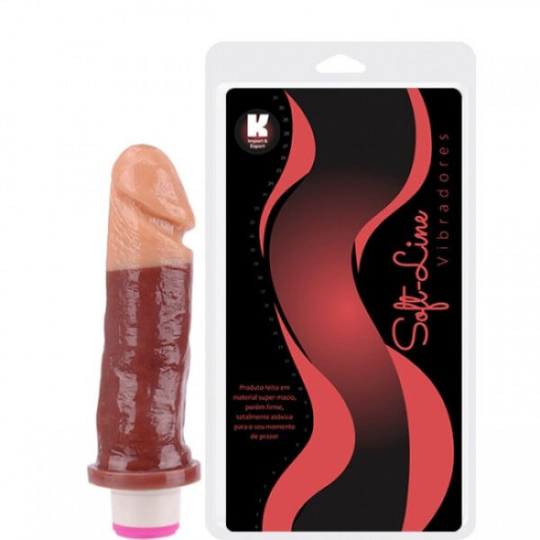 Pênis Realístico Duas Cores macio e vibrador 17,5X4CM Pele e Marrom - Sexshop