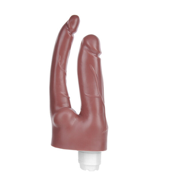 Pênis Duplo 17cm com Vibrador Marrom - Sexyshop