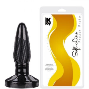 Plug anal torpedo e estrias feito em silicone Preto - Sexshop