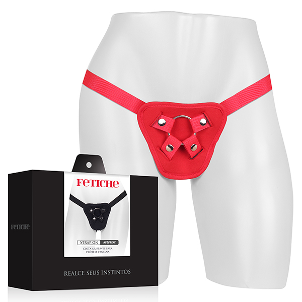 Cinta Strap On Neoprene Vermelho - Sex shop