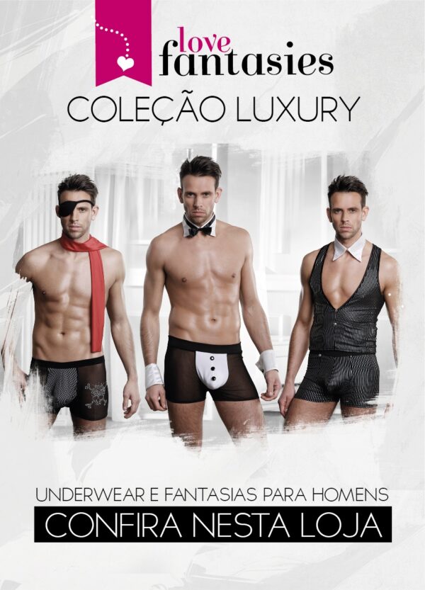 Fantasia Playboy - Cueca Boxer + Colete + Gravata - Sex shop