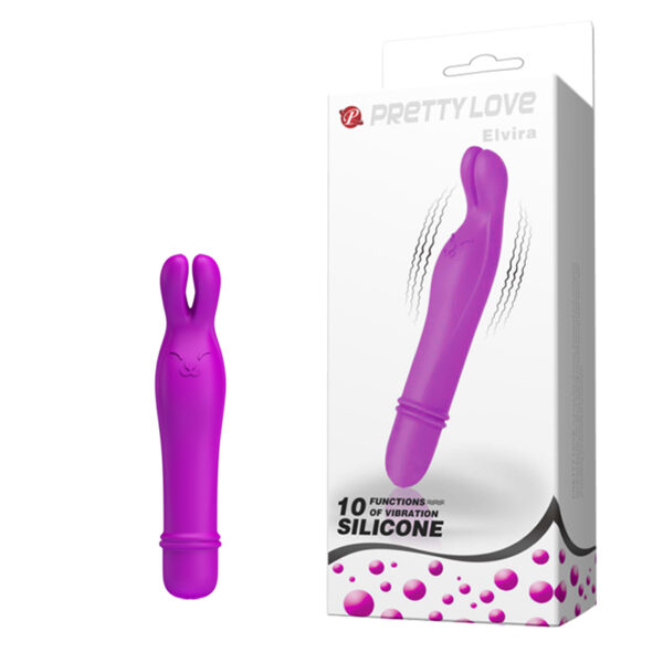 Mini Vibrador, com Orelhas de Coelho e 10 Modos de Vibração - PRETTY LOVE ELVIRA - Sex shop