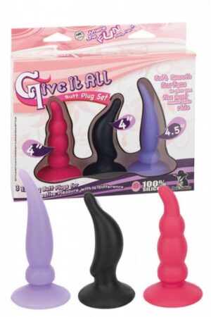 Kit com 3 plugs anais - GIVE IT ALL BUTT PLUG SET - NANMA - Sexshop