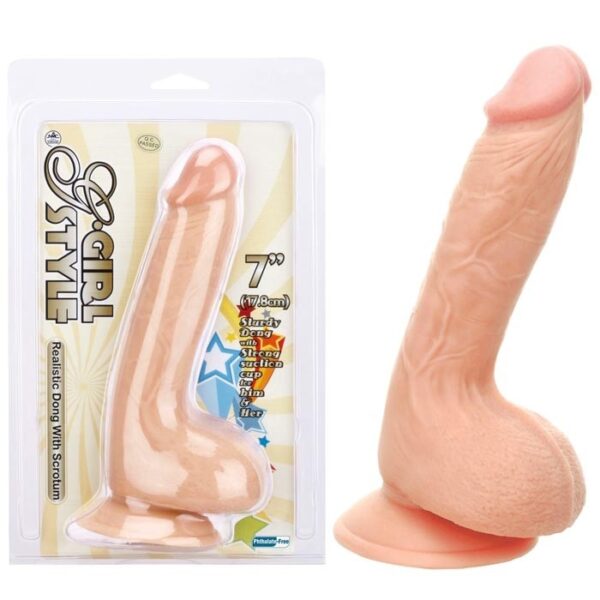 Pênis realístico de 20 cm com veias definidas, glande exposta, escroto e ventosa - G-GIRL STYLE 7 - NANMA - Sexshop