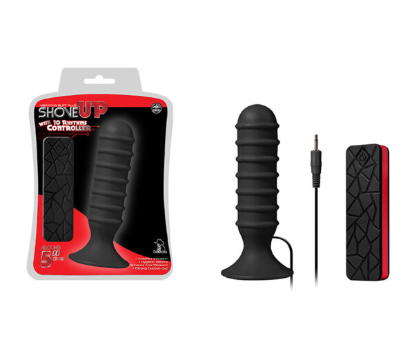 Plug Anal, Shove Up Black - Em Silicone 13cm com Vibrador - Sex shop