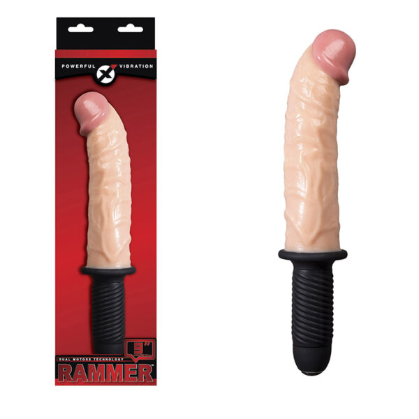 Pênis Vibrador com Cabo - 23cm - 2 Motores 10 velocidades - Bege Rammer - Powerfull Vibration Nanma - Sexshop-0