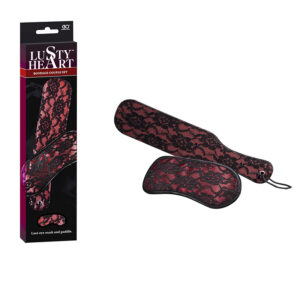 Chibata e tapa olhos LUSTY HEART - BONDAGE COUPLE SET - Vermelho e Preto - Nanma - Sex shop