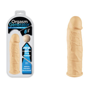 Capa Peniana Vibratoria em Silicone Bege 16,5 cm - Orgasm Generator - Sex shop