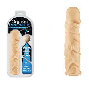 Capa Peniana Vibratória Bege em Silicone 19 cm - Orgasm Generator - Sex shop