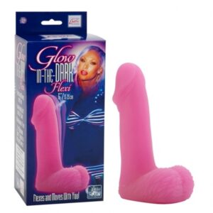 Pênis fosforescente com escroto e vértebra - GLOW IN THE DARK FLEXI DONGS - CALIFORNIA EXOTIC - Sexshop