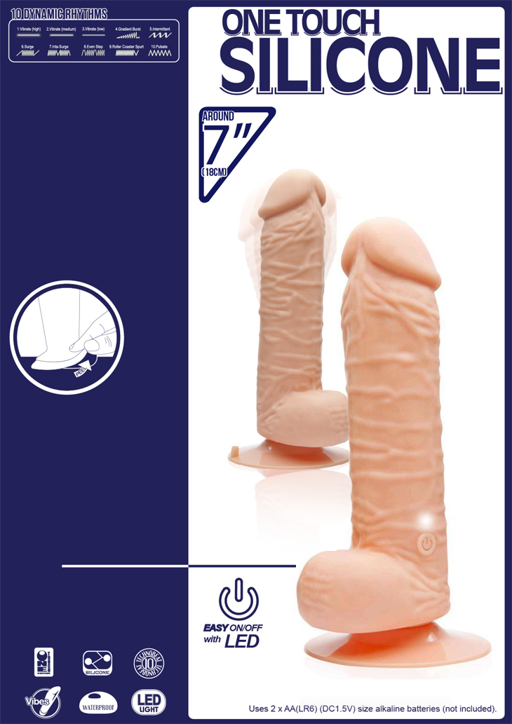 Pênis real com ventosa 16cm glande avantajada e 10 velocidades - ONE TOUCH SILICONE - NANMA - Sexshop-18283