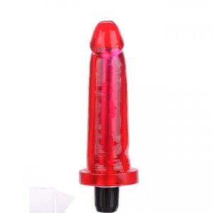 Pênis Realístico translucido com Vibrador vermelho 15x3,3 - Sexshop