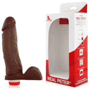 Pênis Real Peter Com Escroto e vibrador BOSS Marrom - 4x19 cm - Sex Shop