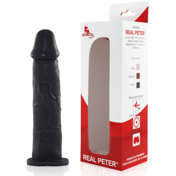 Pênis Real Peter Realístico Bombeiro Preto - 18x3,5cm - Sexshop