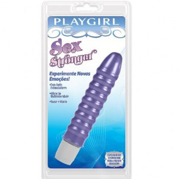 Vibrador Sex Stronger com anéis massageadores - Violeta - Sexshop