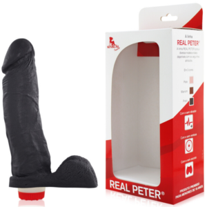 Pênis Real Peter Com Escroto e vibrador BOSS Preto - 4x19 cm - Sex Shop