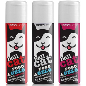 Kit 03 BALL CAT Sexo Oral Fogo e Gelo - 03 Sabores Comestíveis - Sex shop