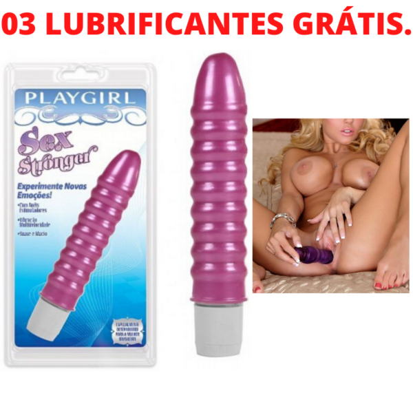 Vibrador Sex Stronger com anéis massageadores - Rosa - Sexshop-49527