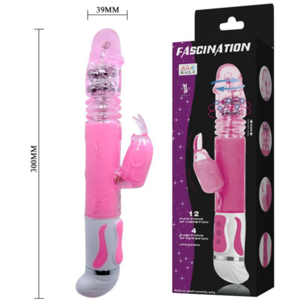 Vibrador VAI E VEM Rotativo com Estimulador Coelho - Sexshop