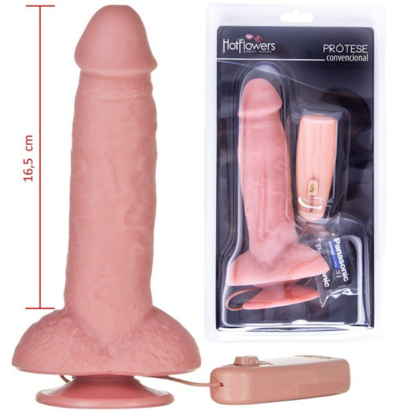 Pênis com Ventosa e Vibrador externo 16,5x4,2cm Hot Flowers - Sex shop