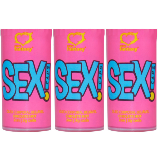 Kit 03 Bolinha Beijável Chiclete Hot Sex Caps 02 Unidades Sexy Fantasy - Sexshop