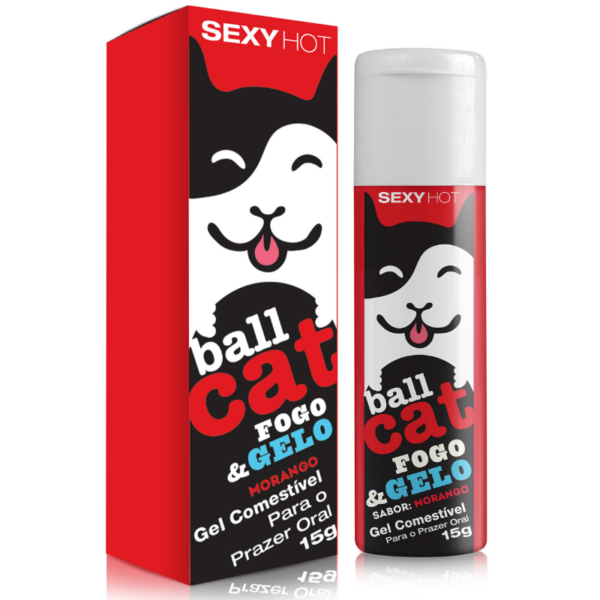 Sexo Oral BALL CAT - Fogo e Gelo - Sabor Morango Comestível - Sex shop