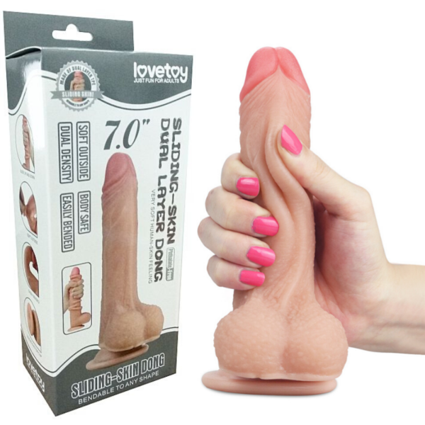 Pênis Realística 17,5 cm com Camada de Dupla Intensidade - LOVETOY SLIDING-SKIN DUAL LAYER DONG - Sex shop