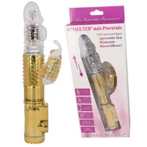 Vibrador Vai e Vem Dourado Recarregável - Sexshop