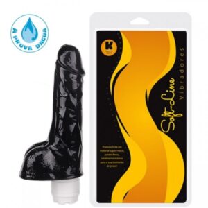 Pênis Realístico com vibrador 17x3,5 CM Preto - Sexshop