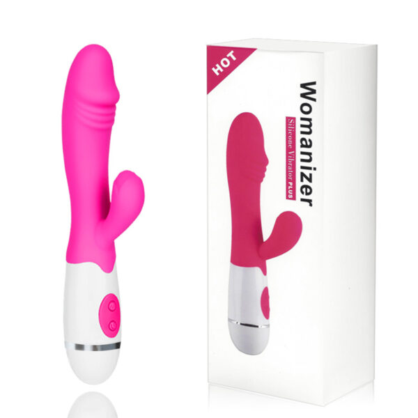 Vibrador com 10 Modos de Vibração e Detalhe de Glande na Ponta - WOMANIZER SILICONE VIBRATOR PLUS - Sex shop