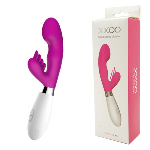 Vibrador Escalonado em Silicone com Estimulador Clitoriano - ARON - Sex shop