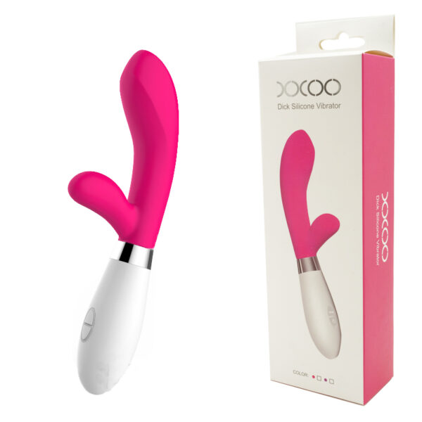 Sexshop, Vibrador em Silicone com Estimulador Clitoriano e 10 Vibrações - DICK