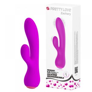 Vibrador Recarregável com Estimulador Clitoriano e 12 Modos de Vibração - PRETTY LOVE ZACHARY - Sex shop