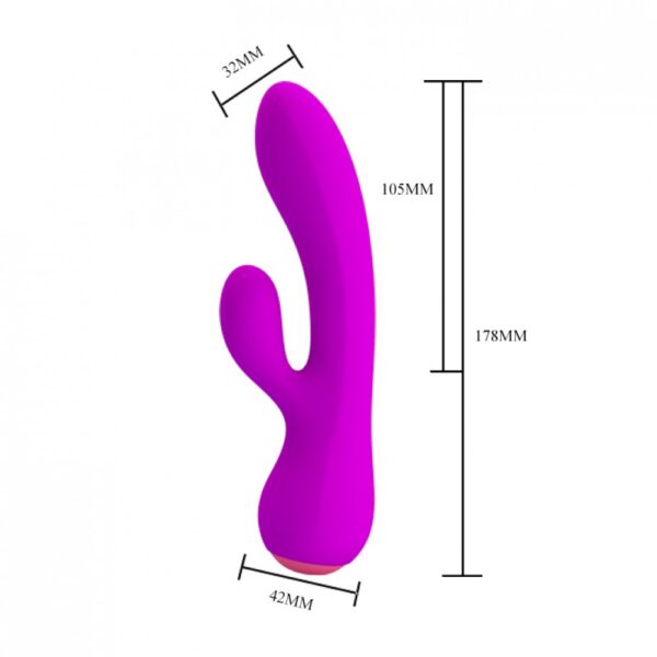 Vibrador Recarregável com Estimulador Clitoriano e 12 Modos de Vibração - PRETTY LOVE ZACHARY - Sex shop