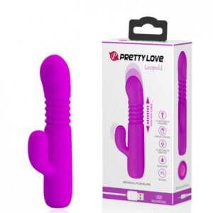 Vibrador Recarregável Vai e Vem com 4 Modos de Vibração e 4 Modos de Vai e Vem - PRETTY LOVE LEOPOLD - Sexshop