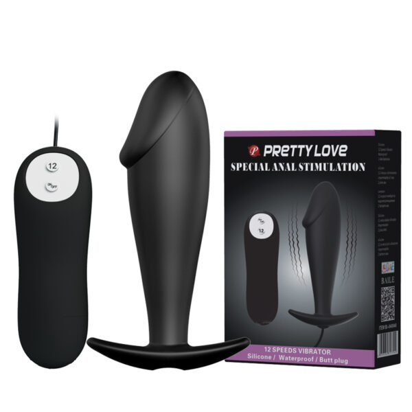 Plug Anal com Ponta Formato de Glande e 12 Modos de Vibração - PRETTY LOVE SPECIAL ANAL STIMULATION - Sexshop