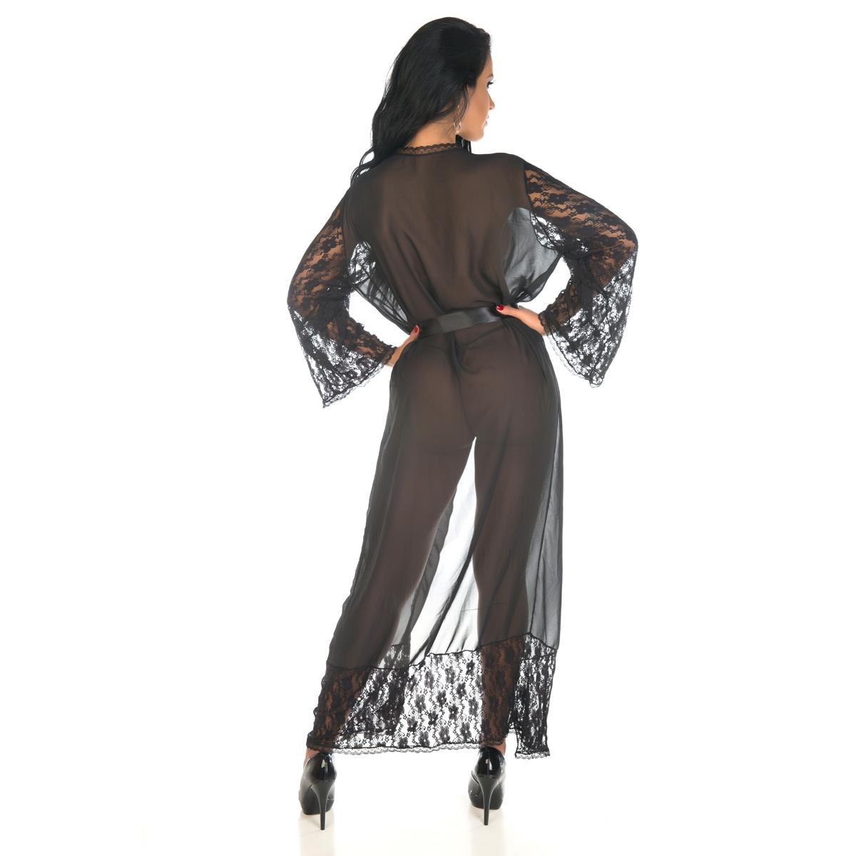 Robe Sensual Longo Pimenta Sexy Preto - Sex Shop