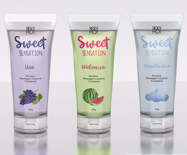 Sweet Sensation - Beijável sabor Algodão Doce - gel siliconado - Sex shop