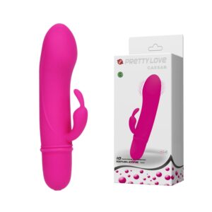 Vibrador em silicone com 10 modos de vibração e estimulador clitoriano coelho - PRETTY LOVE CAESAR - Sexshop