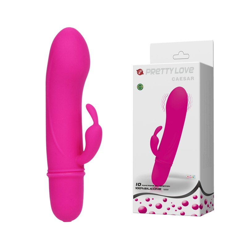 Vibrador em silicone com 10 modos de vibração e estimulador clitoriano coelho - PRETTY LOVE CAESAR - Sexshop