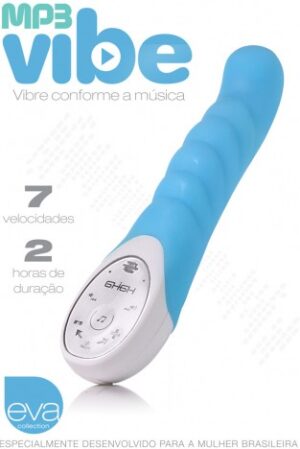 Vibrador MP3 Vibe - Vibre conforme a Música - Azul - Eva Collection - Sexshop