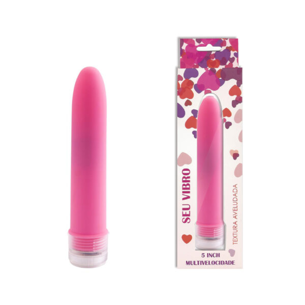 Vibrador Personal 13,5 cm, Multivelocidade e Textura Aveludada - Sex shop