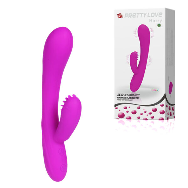 Vibrador Recarregável com Estimulador Clitoriano - PRETTY LOVE HARRY - Sex shop