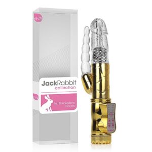 Vibrador Rotativo Jack Rabbit Dourado Com estimulador ANAL - Sex shop