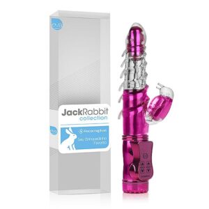 Vibrador Rotativo Jack Rabbit RECARREGÁVEL - 2 VIBROS Rosa Cromado Pinguim - Sexshop